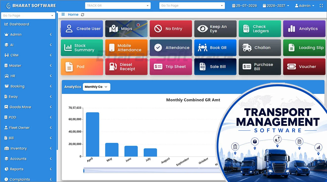 Transport Management Software Dashboard